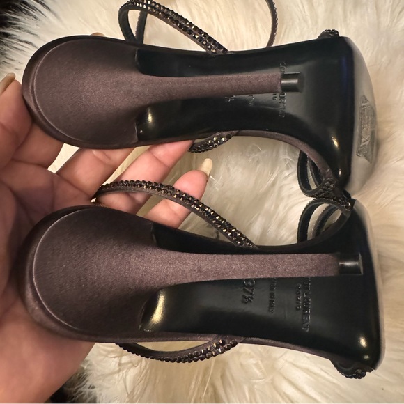 YSL Ava Sandals in Crepe Satin with Rhinestones - Picture 10 of 17